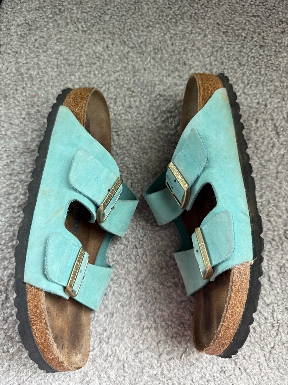 Birkenstock Arizona Womens Turquoise Suede Soft Footbed Women Size 40/9 Us Regul